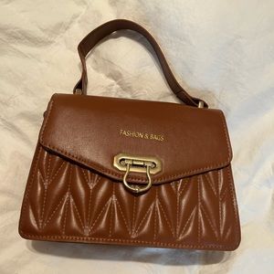 BRAND NEW brown purse with gold hardware